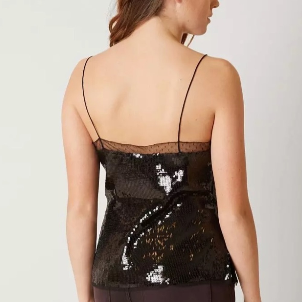 NWT Free People Black Sequin Sassy Tank Top Size XS - Picture 3 of 7